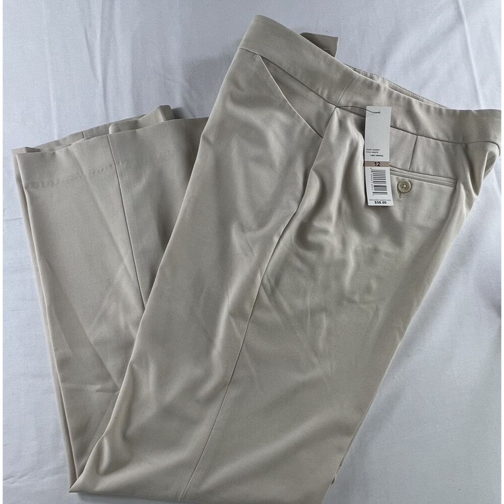 Rafaella Womens Tan Flaxseed Flat Front Stretch Dress Pants Trousers Size 12 NWT